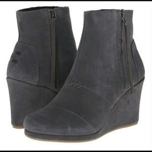 TOMS Gray Suede Desert High Wedge Booties Size 9